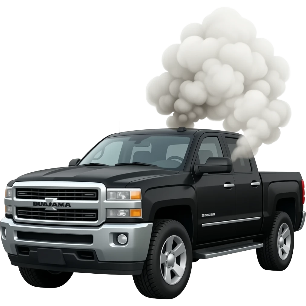 Black Duramax diesel truck blowing smoke emoji