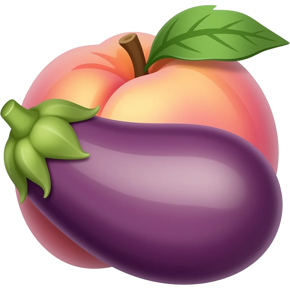 Eggplant on peach emoji