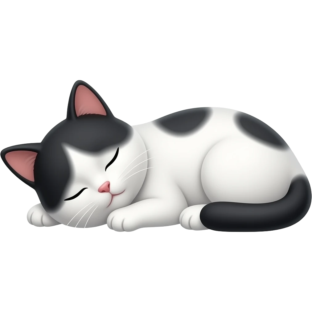 Gattino bianco e nero che dorme emoji