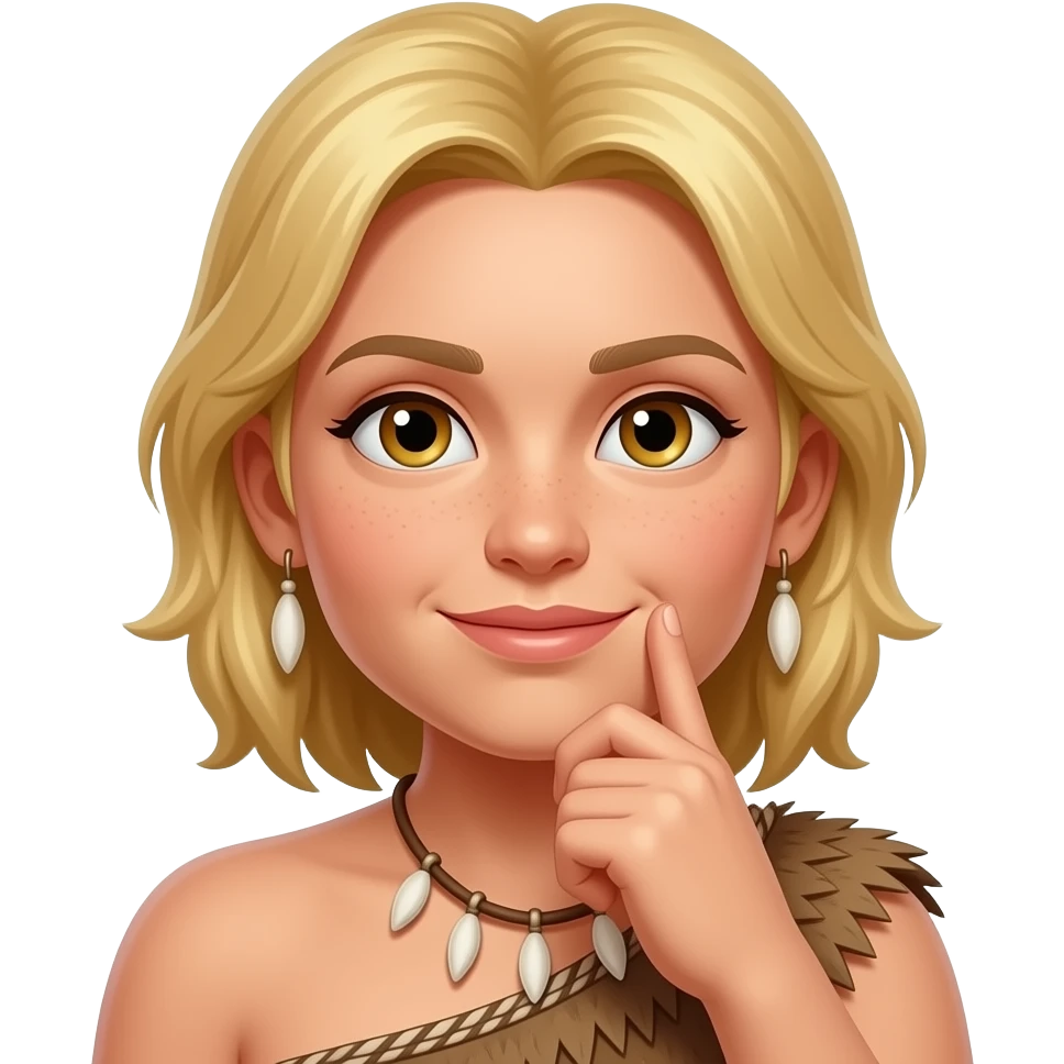 blonde cavewoman thinking emoji