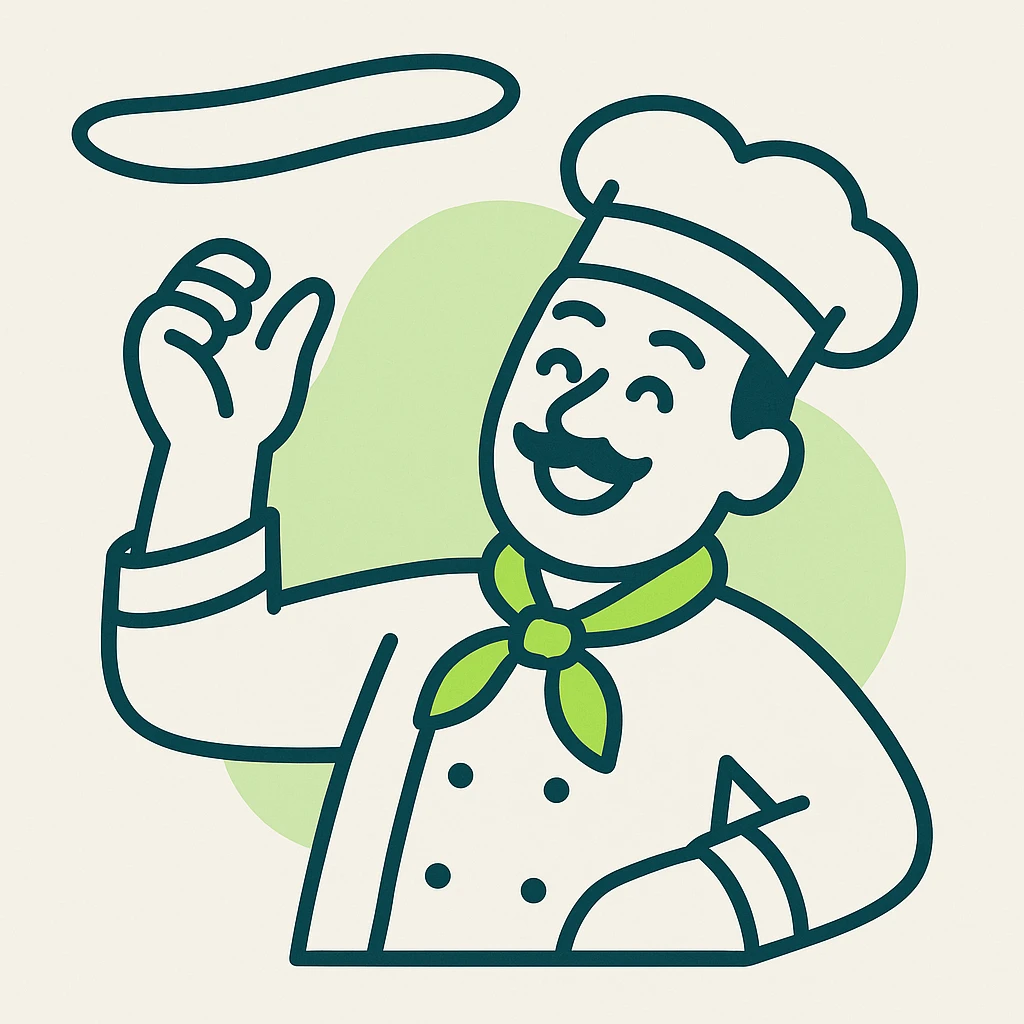 smiling Italian chef spinning pizza dough emoji