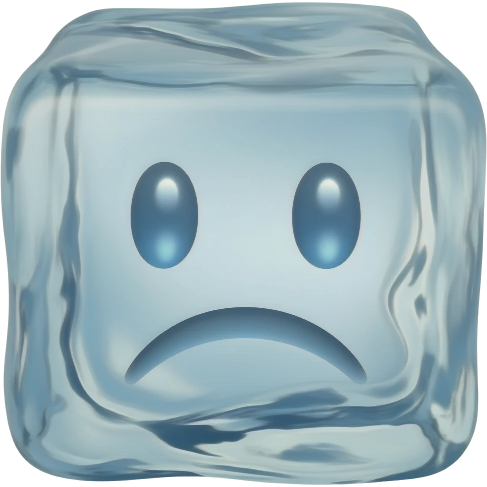 cara de emocion triste en cubo de hielo emoji
