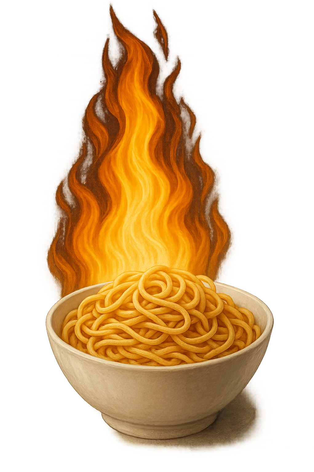 fiamma di metabolismo con bowl di pasta realistici emoji