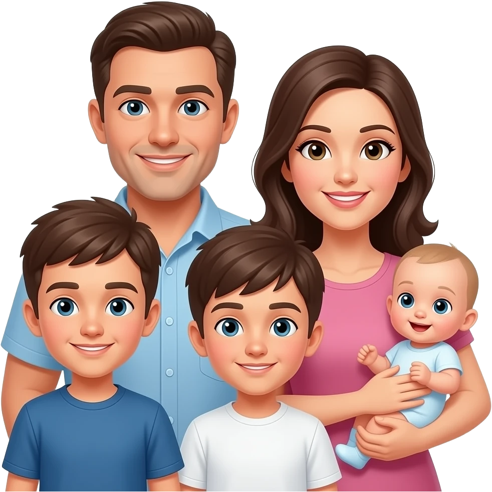 parents with two old boys and one baby emoji