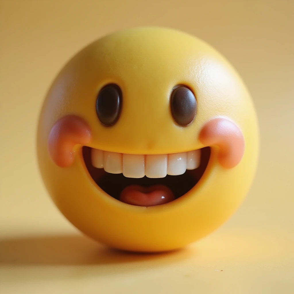 realistic emoji of a smiley with a human chest, lighthearted and not explicit, photorealistic details emoji