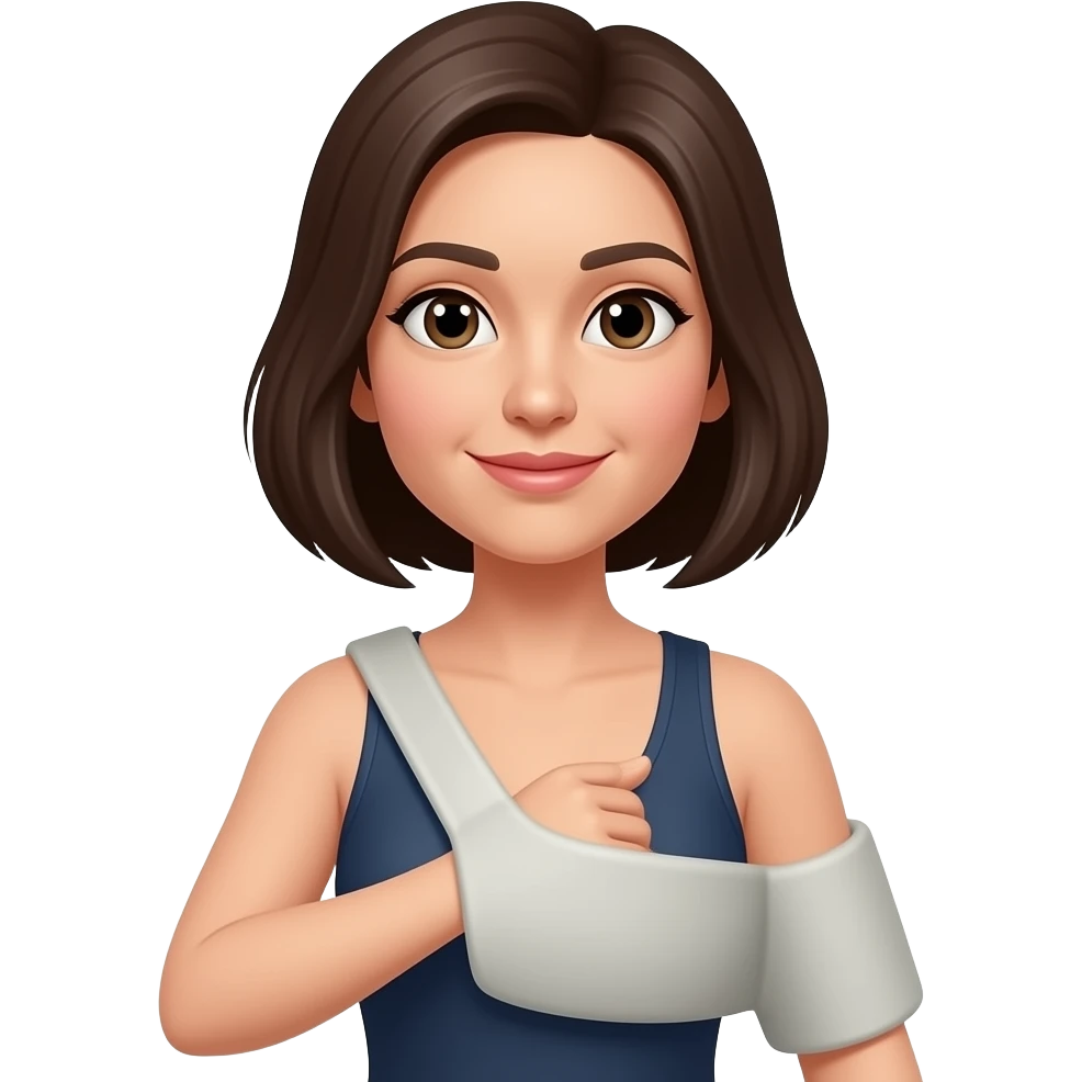 Woman wearing sling on right arm emoji