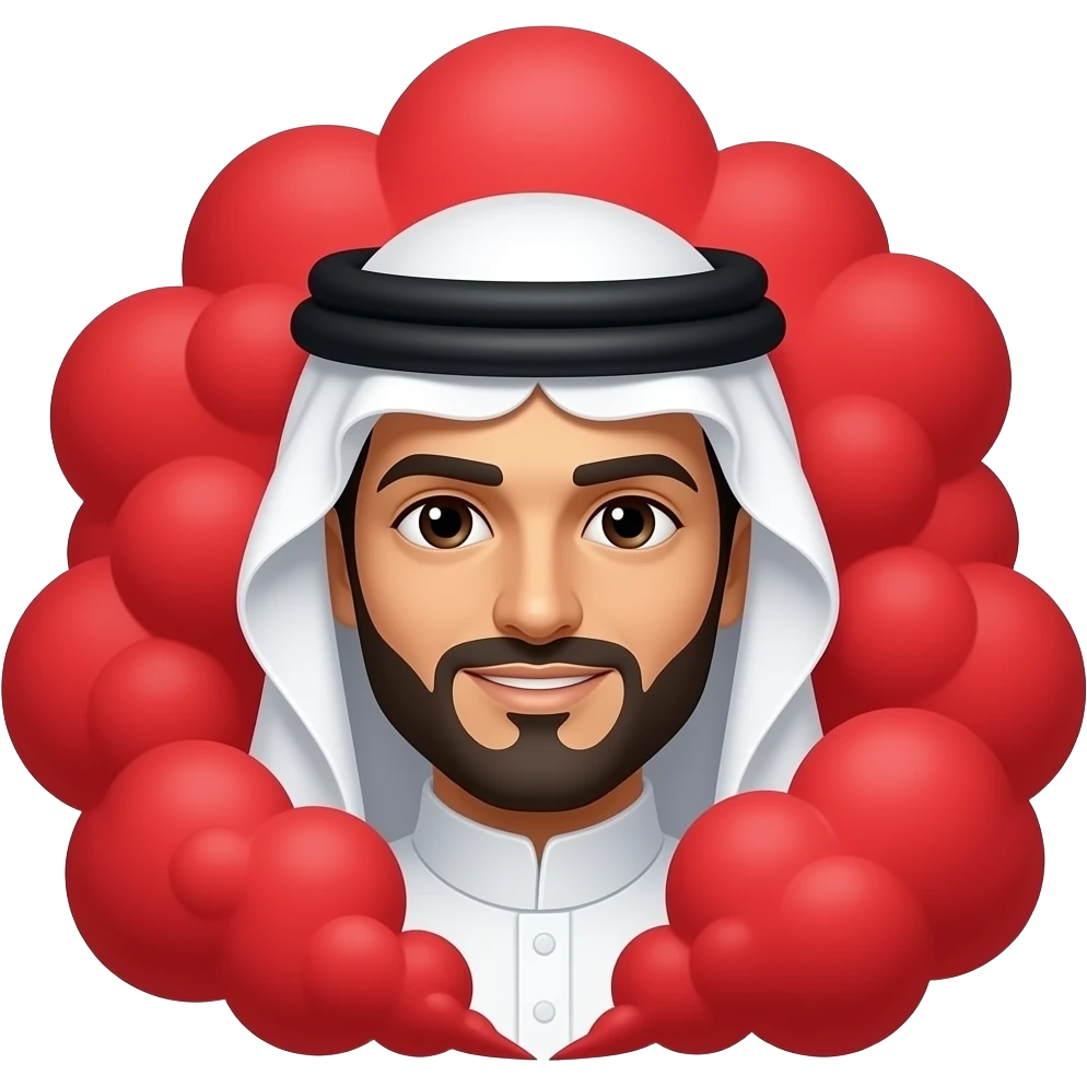 Árabe rostro con   rojo  nubes a su alrededor emoji