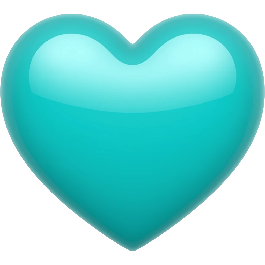 a neon teal love heart emoji