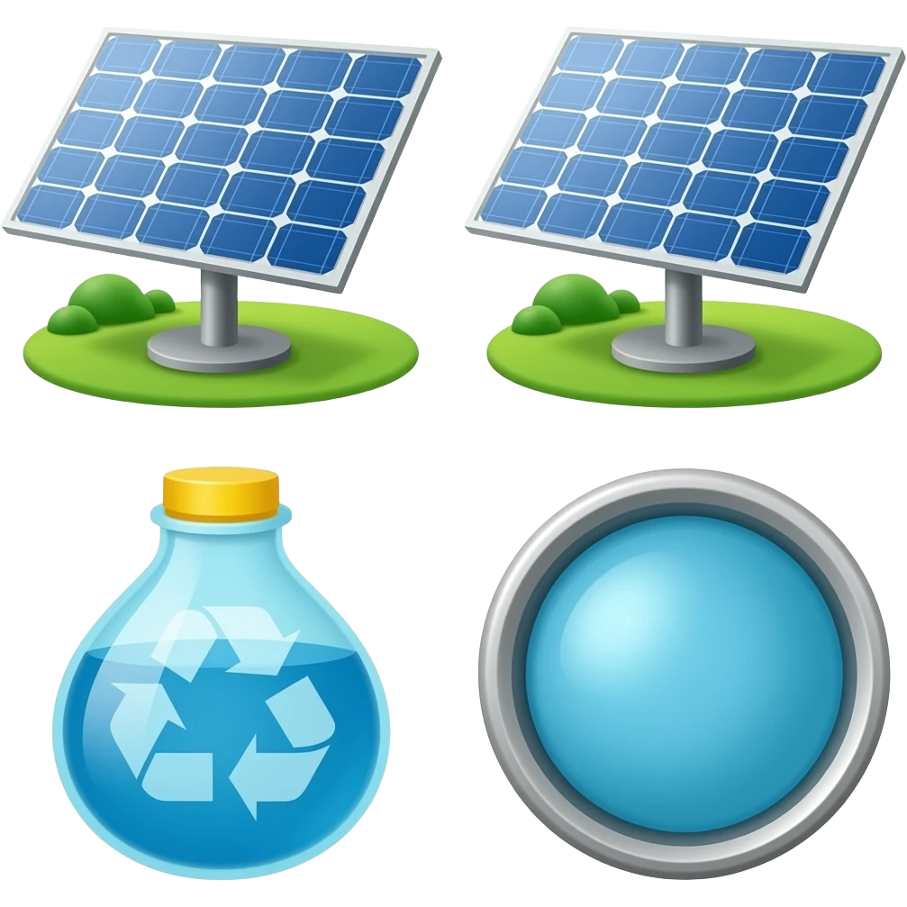 solar panels and water recycling emoji