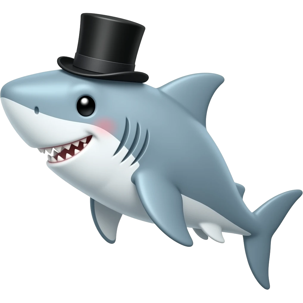 Shark with a top hat emoji
