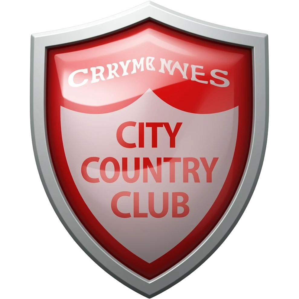 Skin city country club, shield, silver, and red emoji