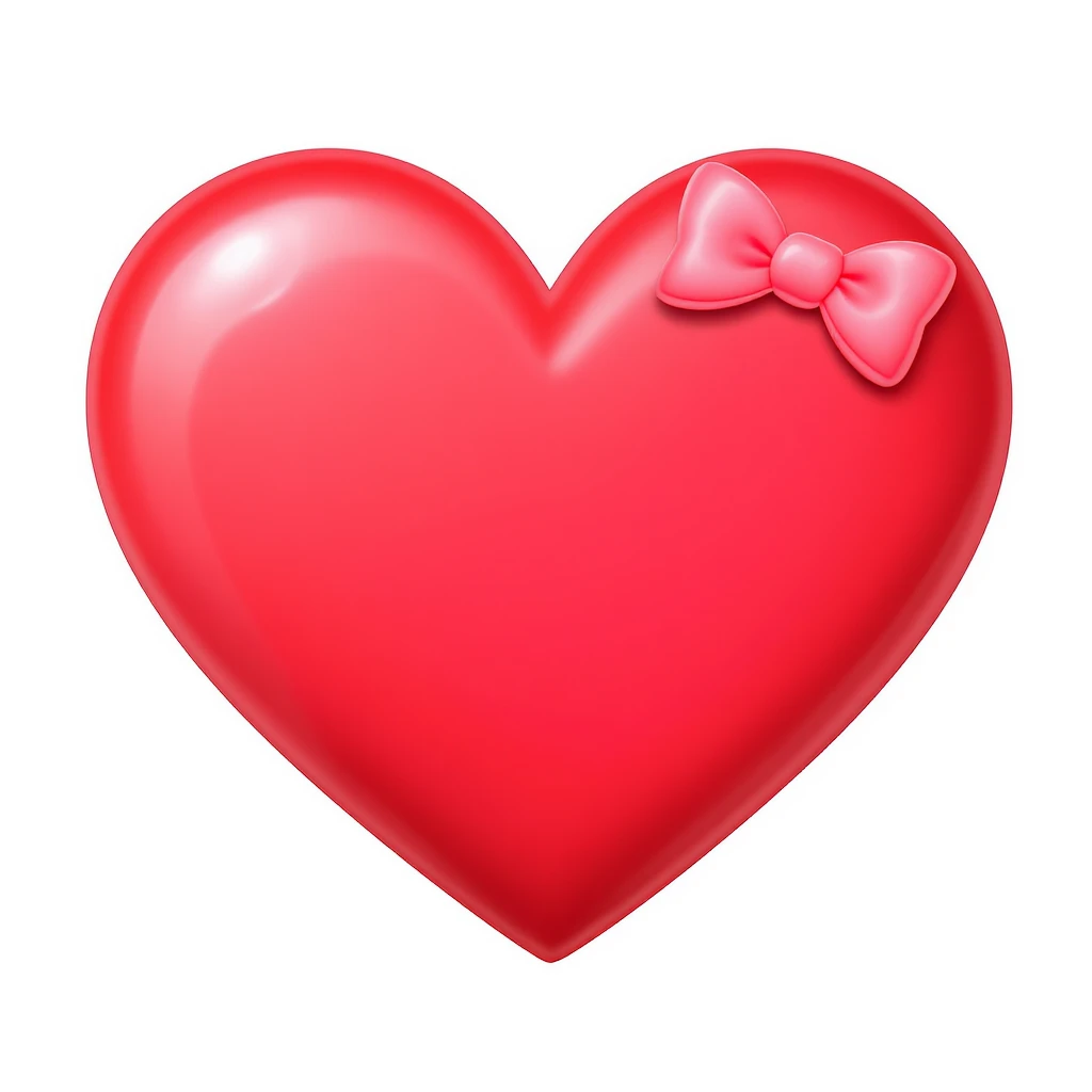 heart emoji, cute and shiny, with a bow accent, no background emoji