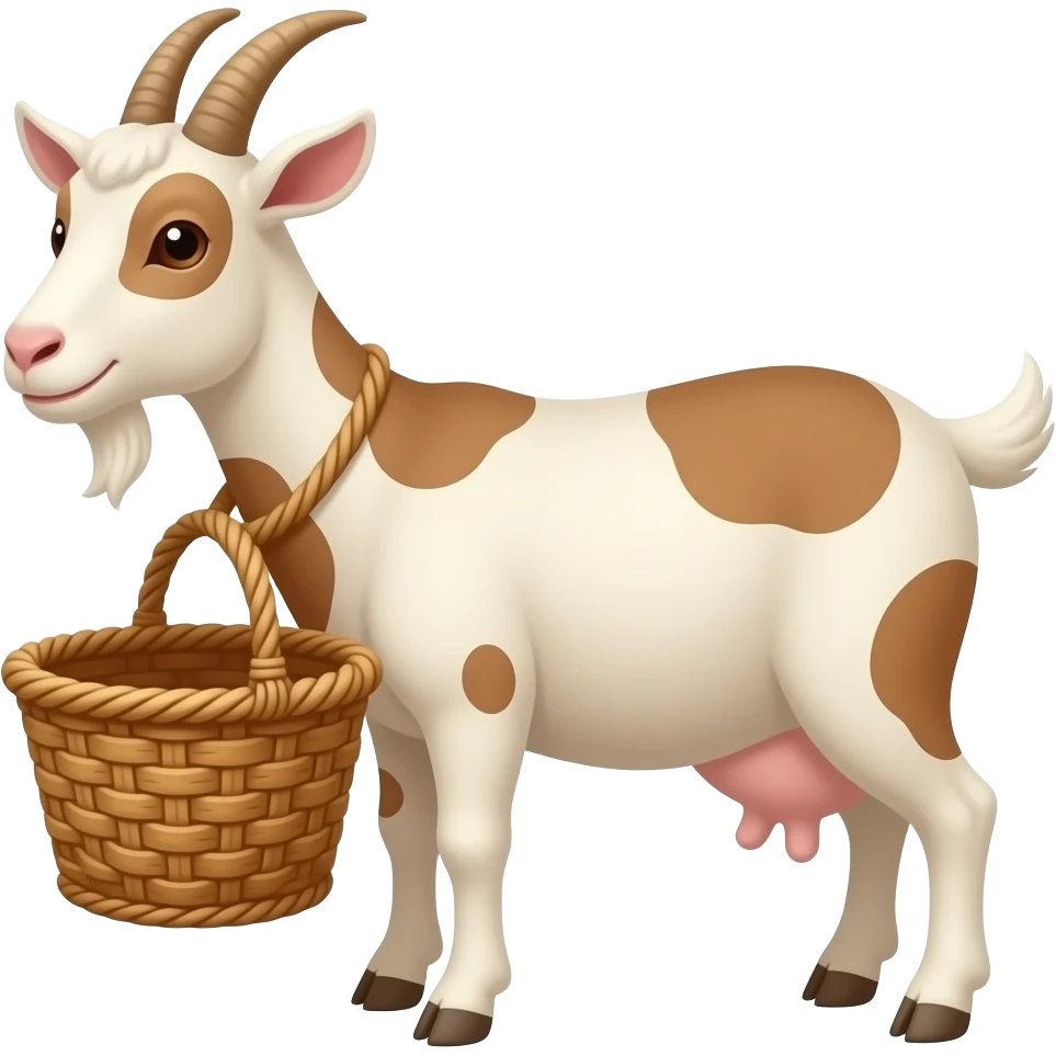cabra con manchas marrones y una cesta bonita emoji