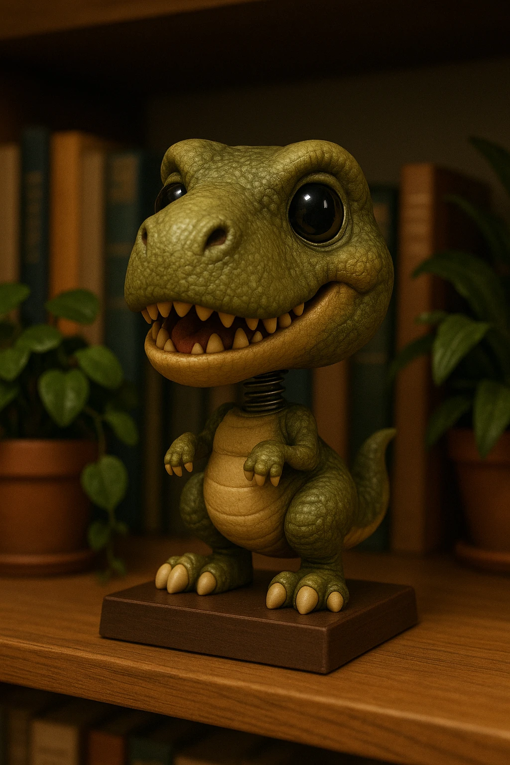 a cute dinosaur bobblehead with exaggerated features emoji