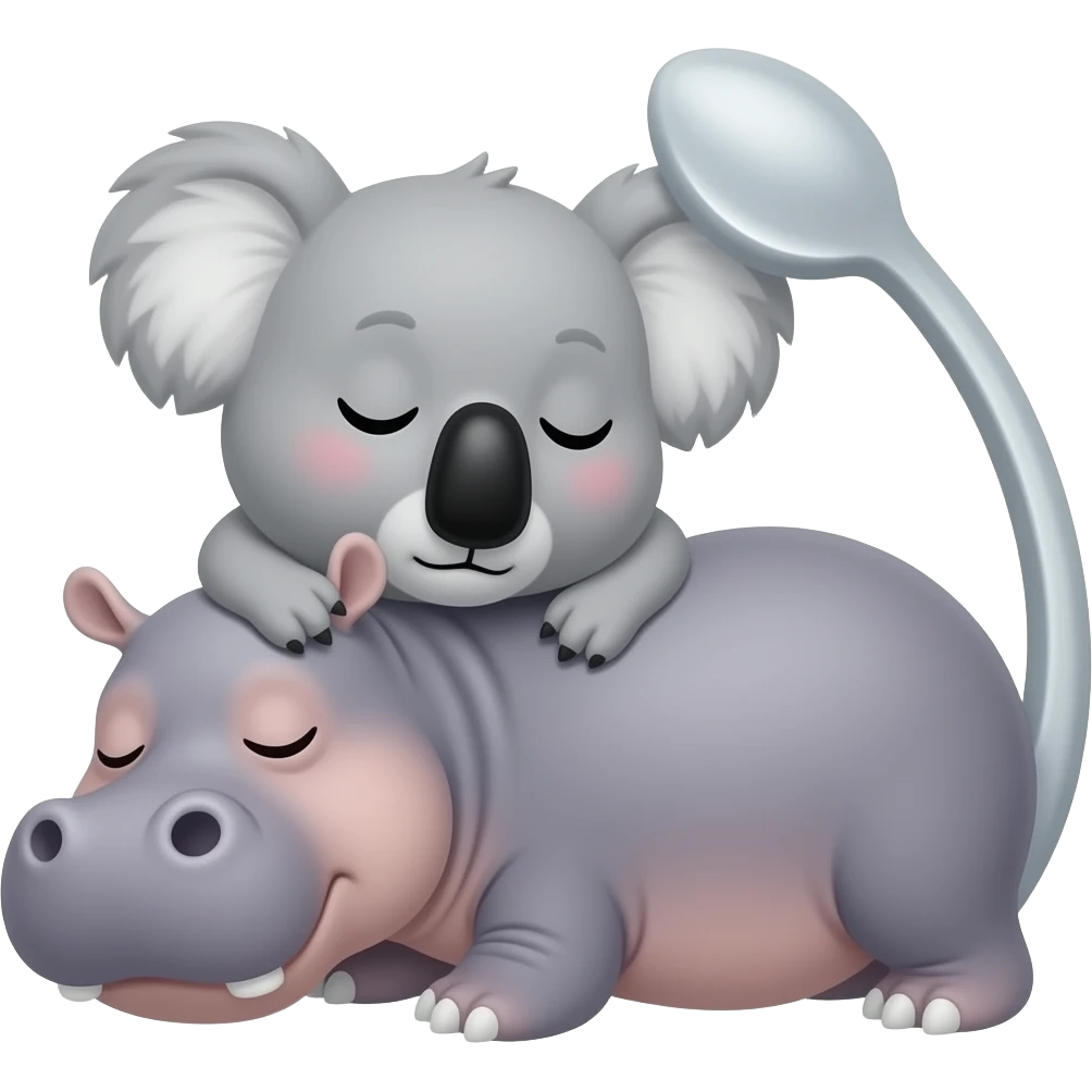 koala and hippo sleeping together koala big spoon hippo little spoon emoji