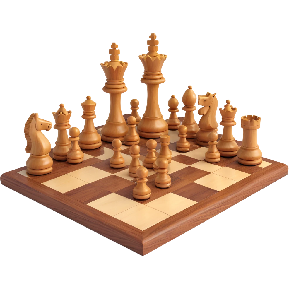 chess set, 3D style, mixed wood tones, luxury finish, no text emoji
