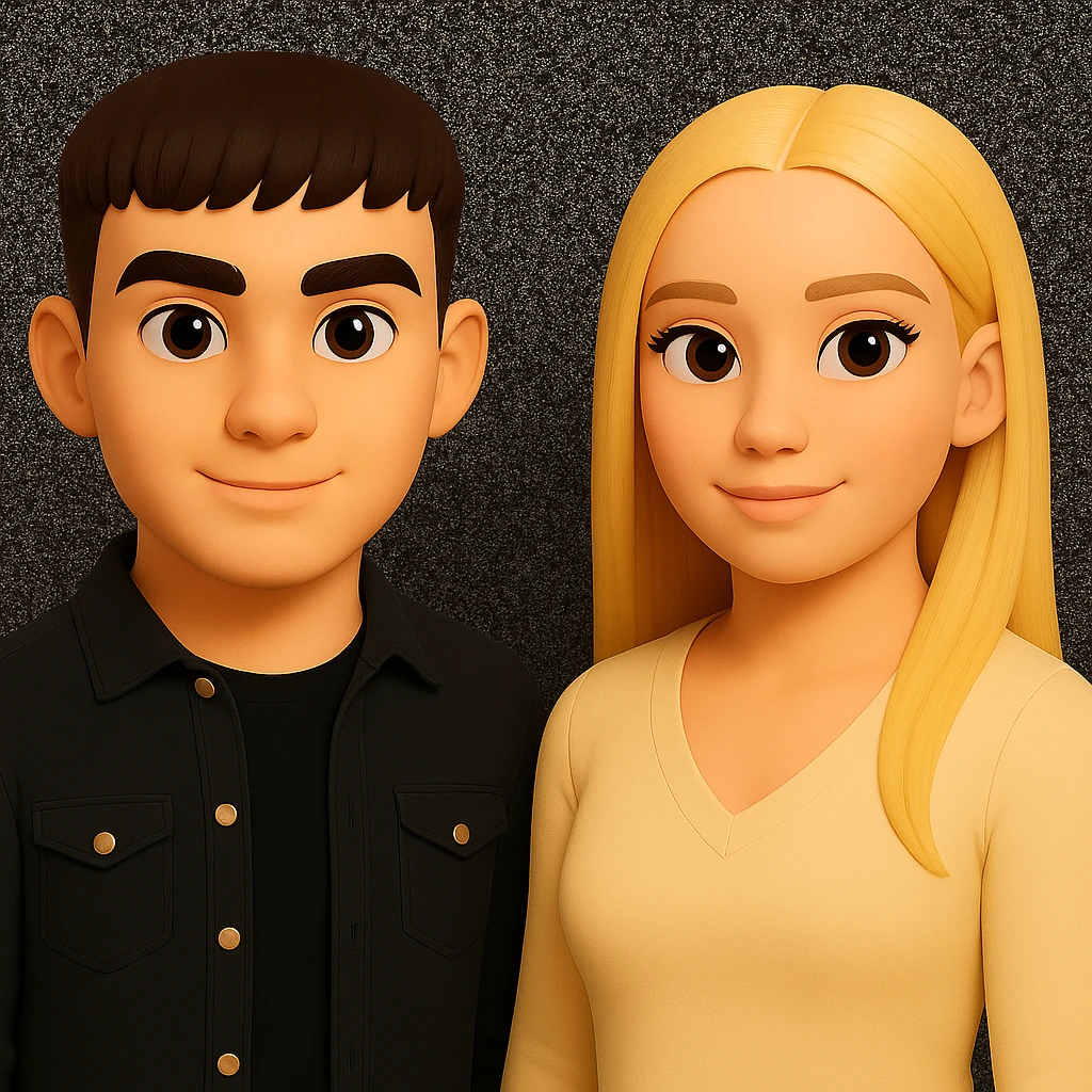 Keep everything as is but slightly spread out the people. Do not change the background or details. The style should match the style in the provided image. emoji