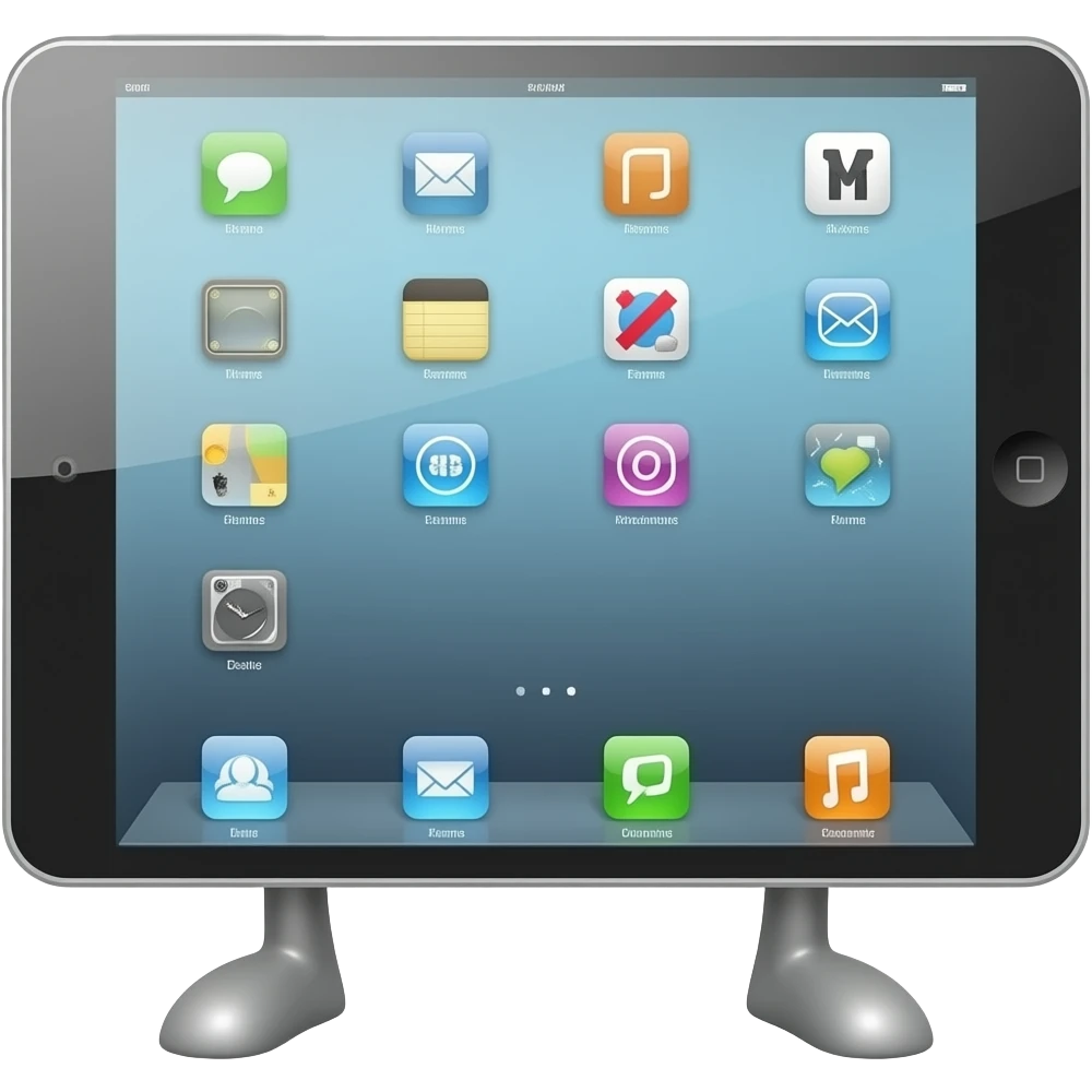 A iPad with legs without arms emoji