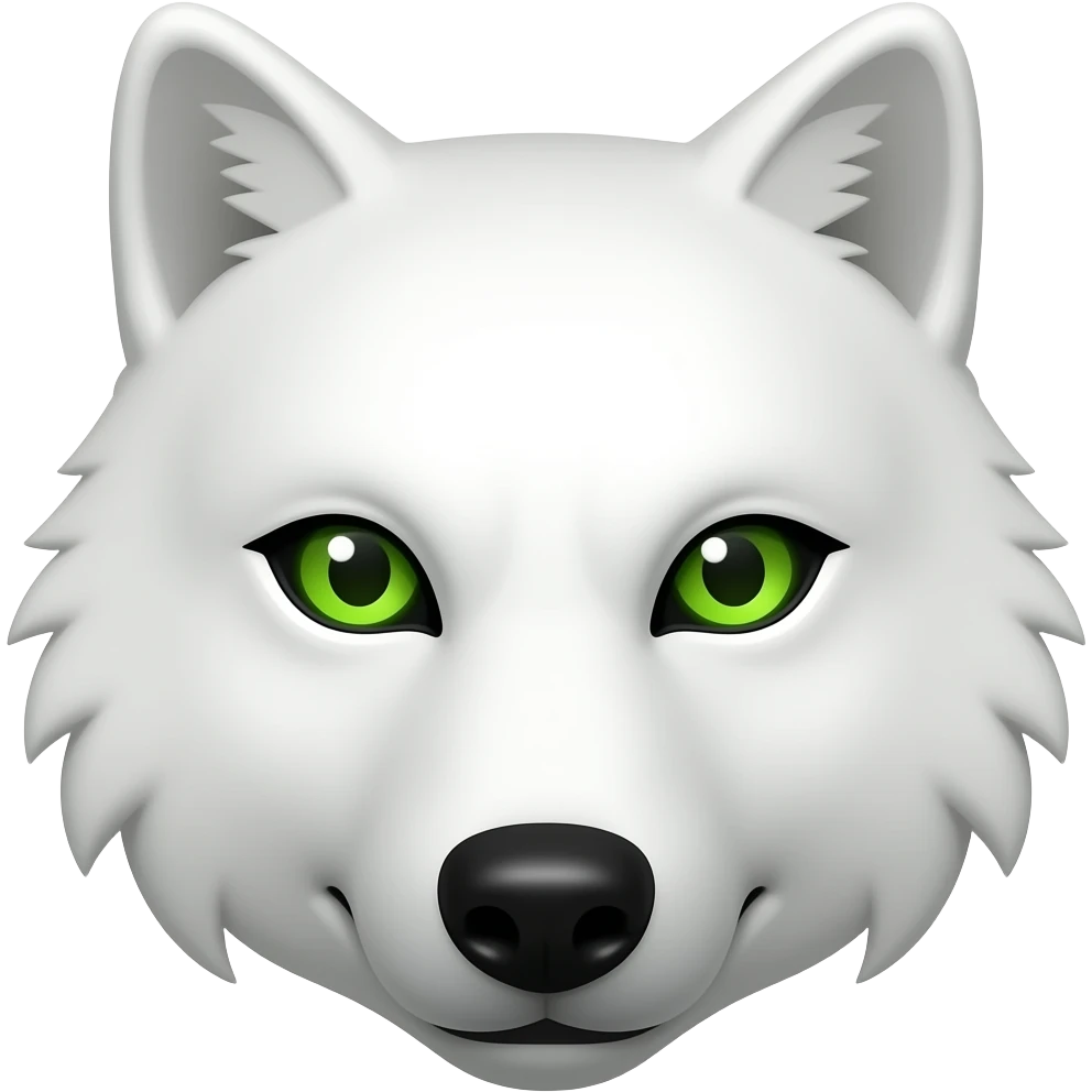 White wolf head stern green eyed emoji