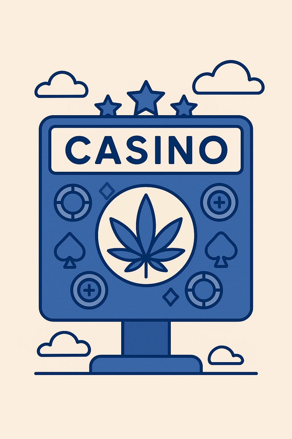 casino board with cannabis motif, modern flat design emoji