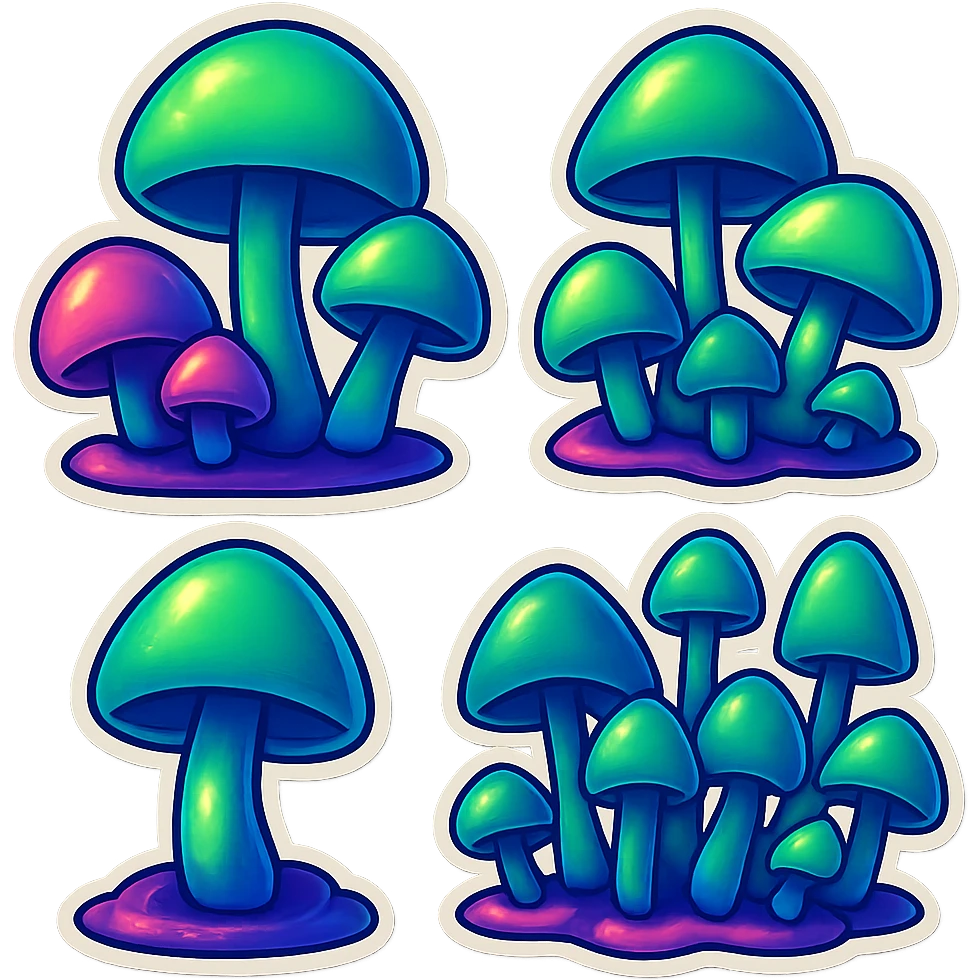 alien mushrooms. make a bunch of mushroom patches like the attached emoji