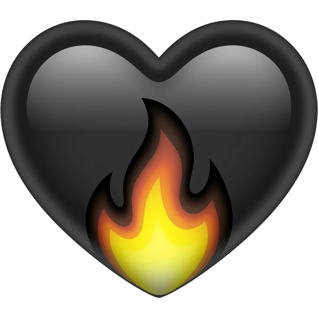 Black heart with black fire emoji