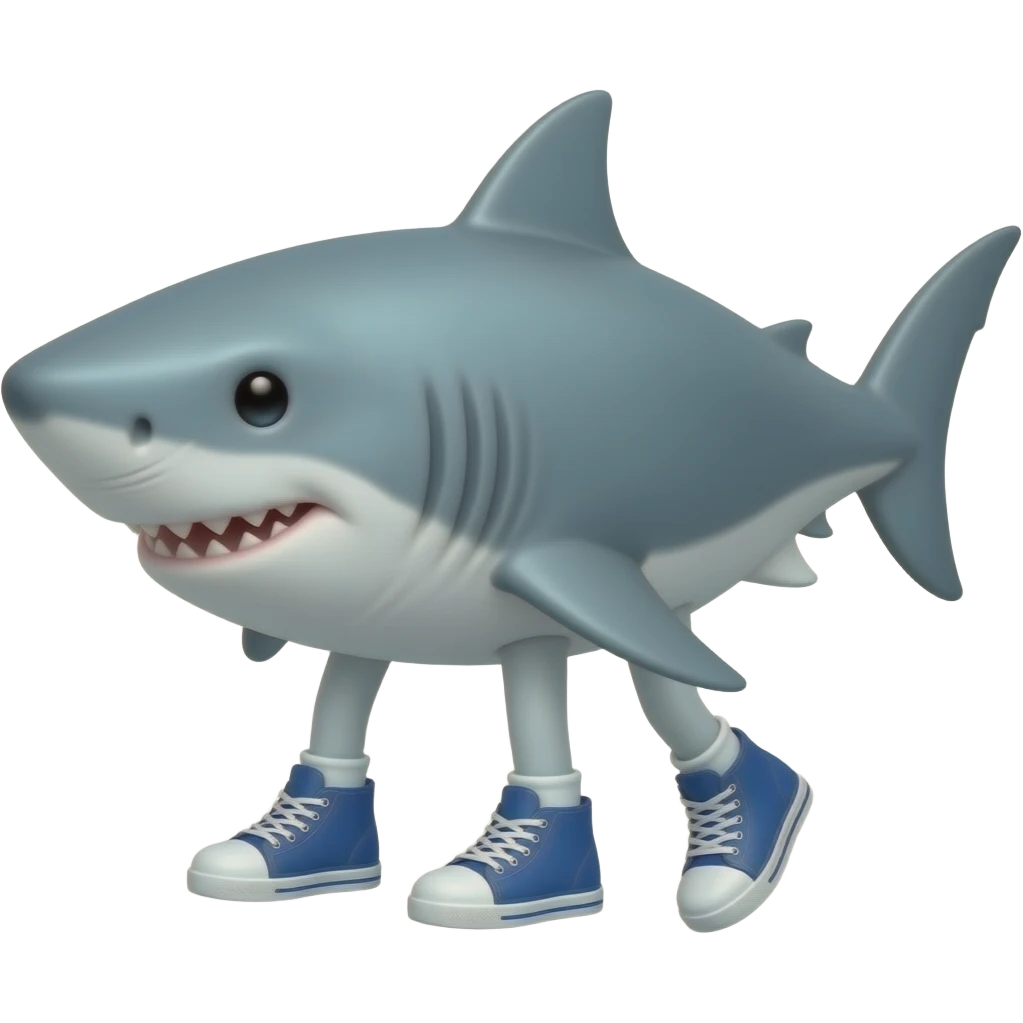 A shark with blue shoes three legs their shoes emoji
