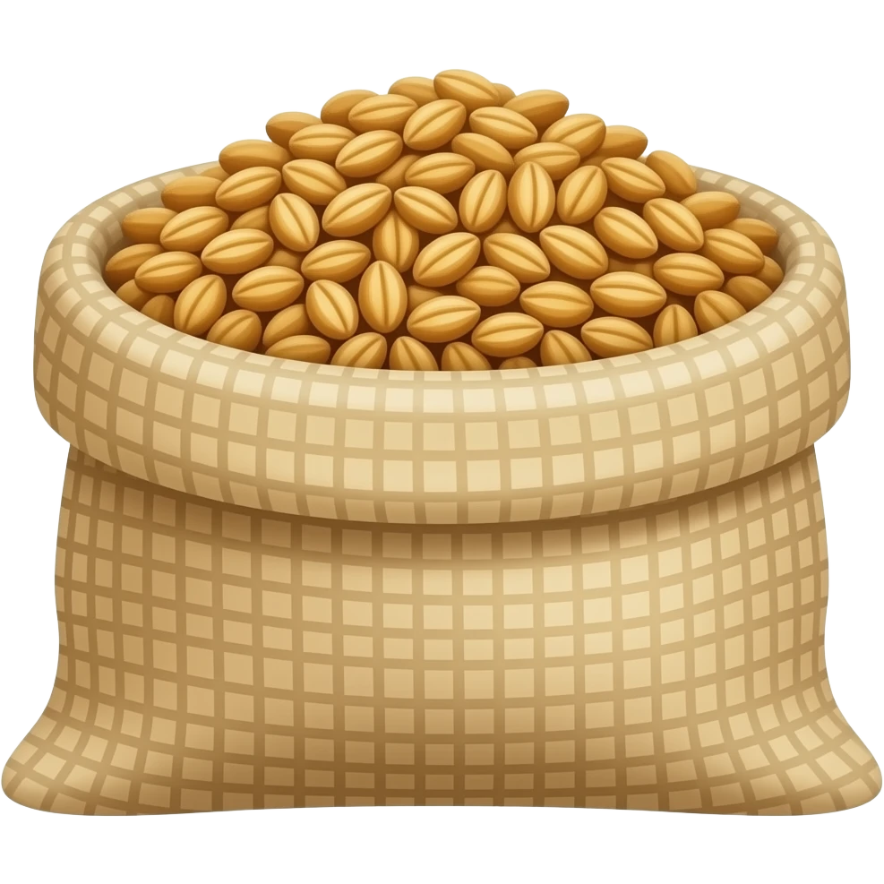 "minimalist emoji of dry food, small grains or dried pieces, matte texture, no moisture, clean outline, flat design, soft shadow, white background" emoji