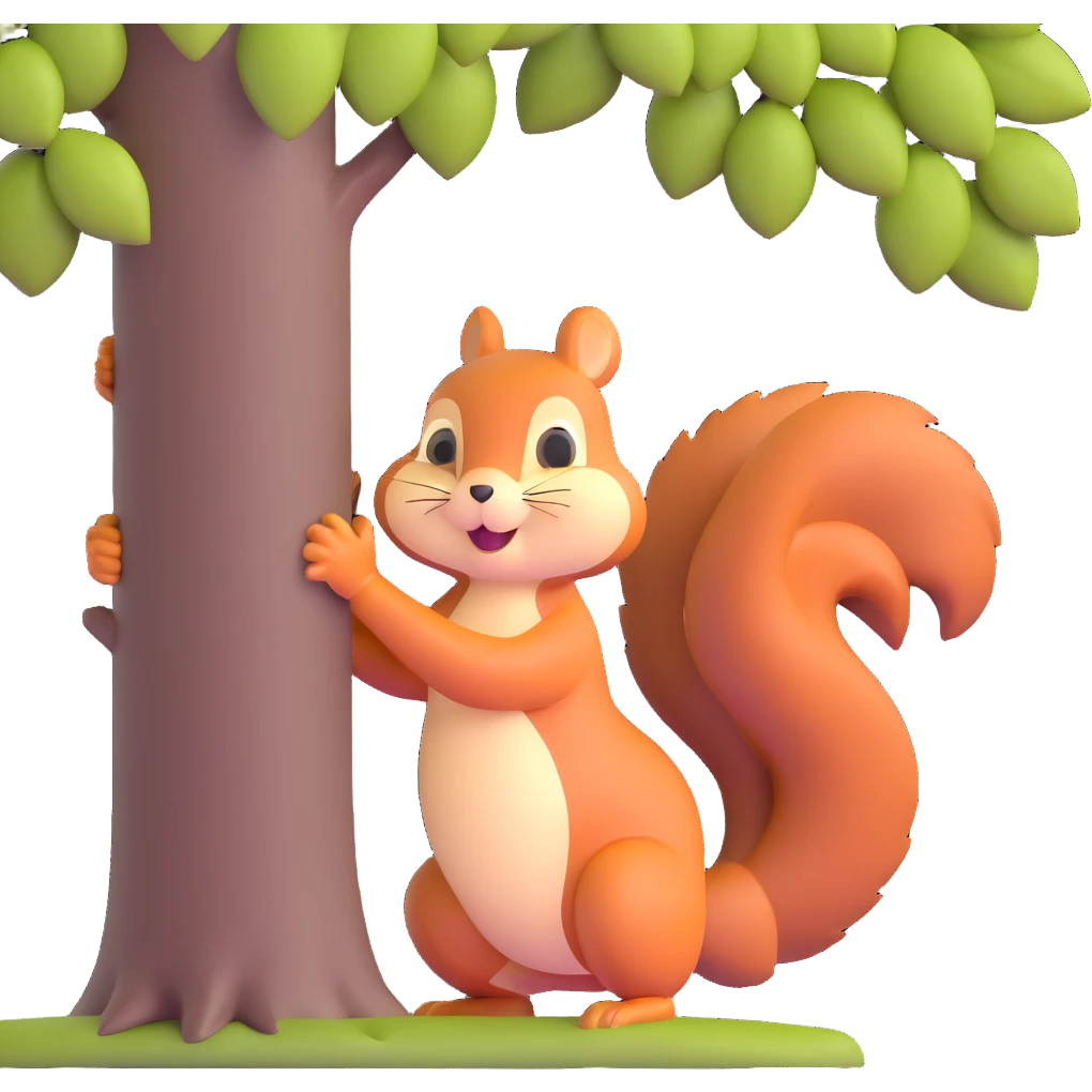 squirrel peeking from behind a tree emoji
