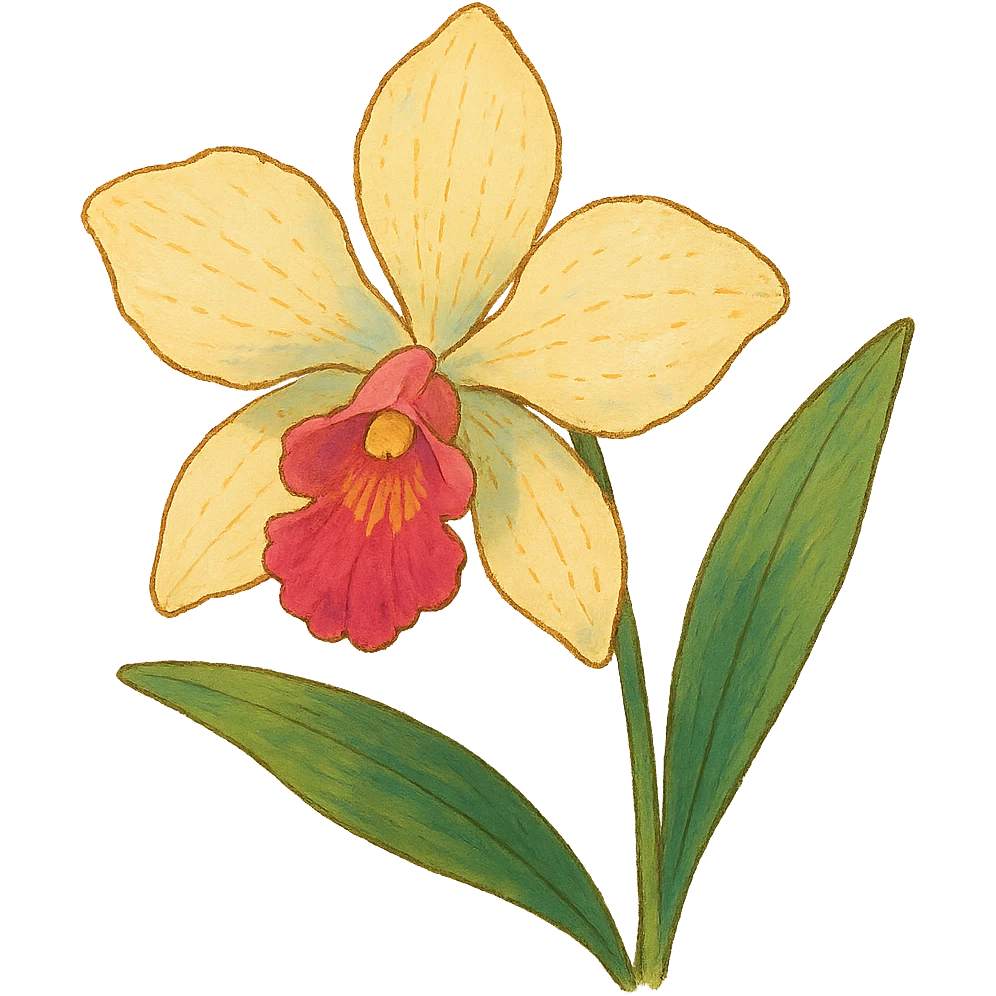 ghibli style orchid flower illustration emoji