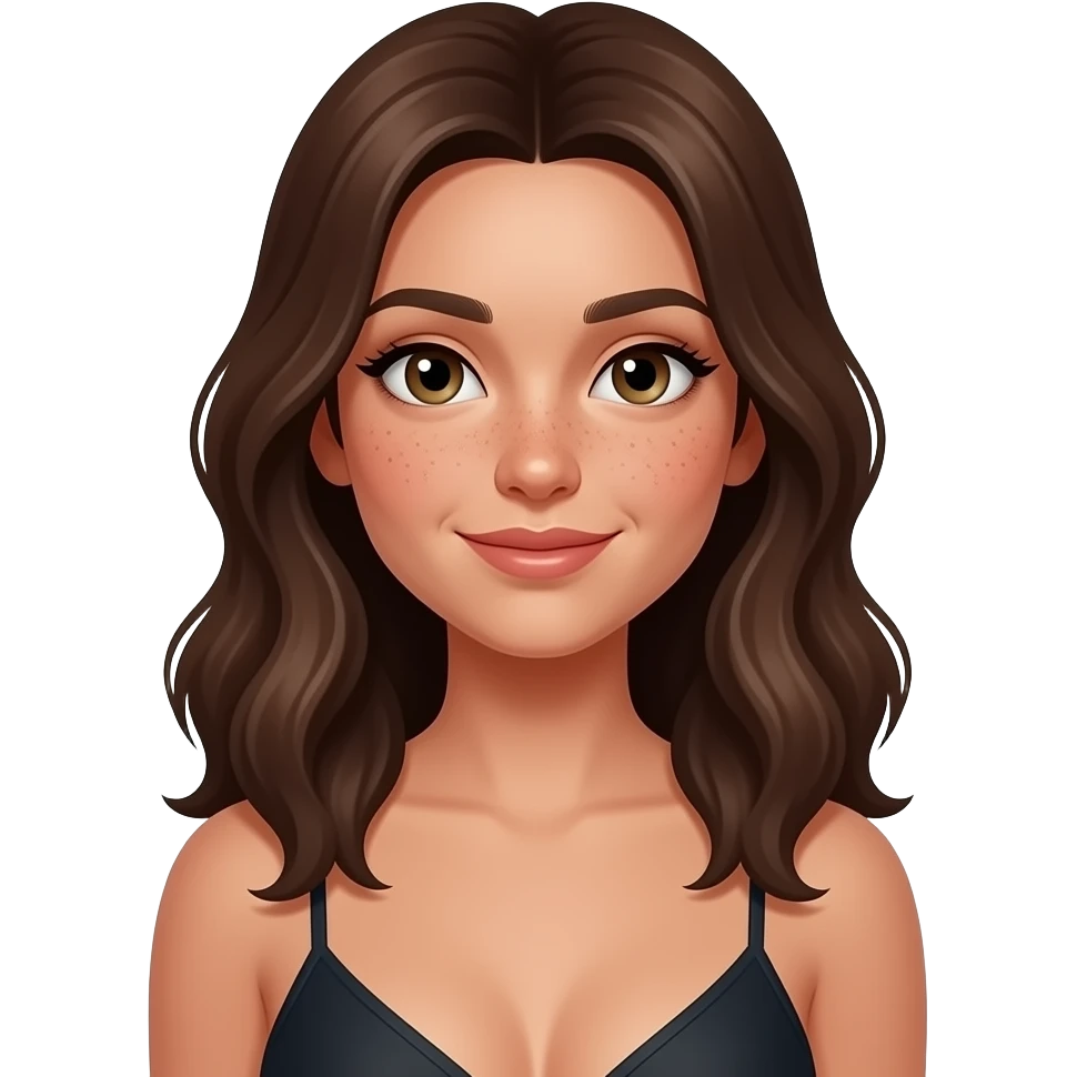 create a brunette girl with freckles on her face where her tits are visible emoji