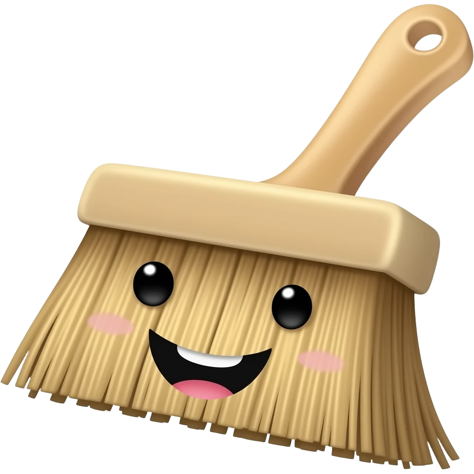 cute and happy dustpan and brush emoji