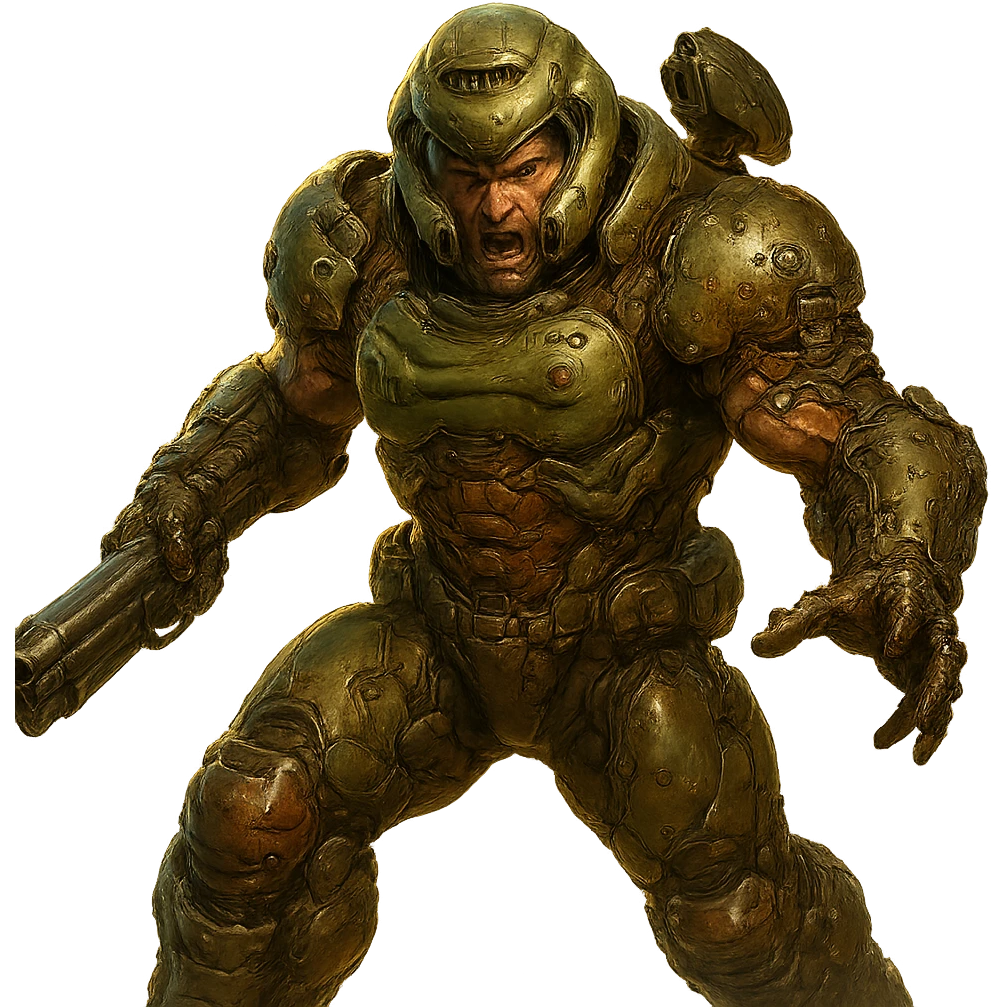 doom slayer, detailed armor, intense expression, action pose, highly detailed, dynamic lighting emoji