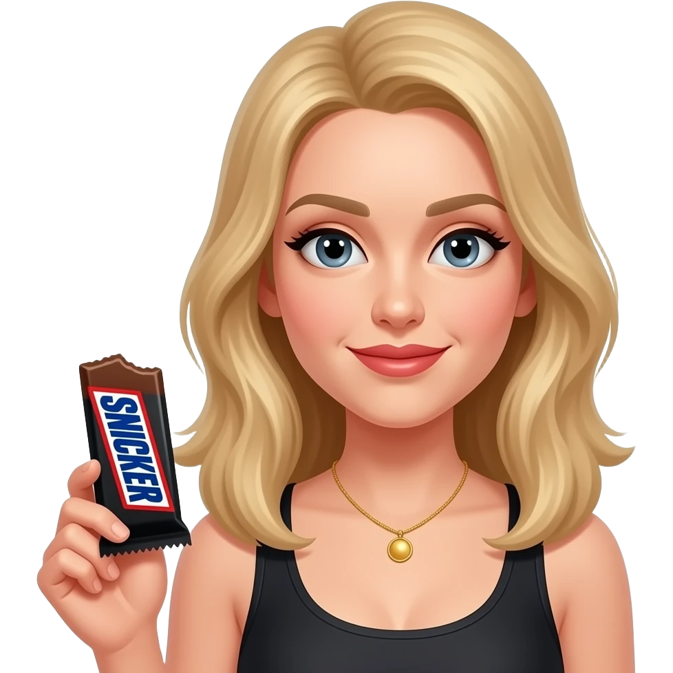 Cheating Wife holding a black snicker bar emoji