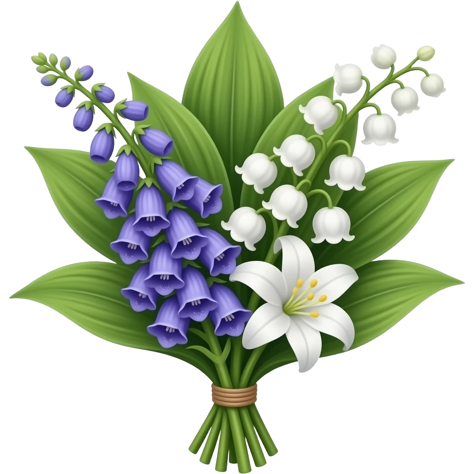 Bluebell-foxglove-lily of the valley Bouquet emoji