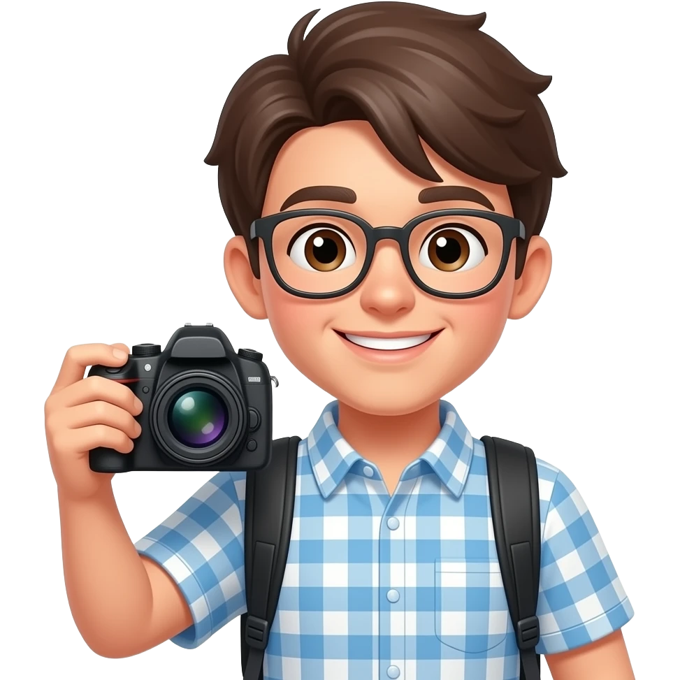 happy student holding a camera emoji