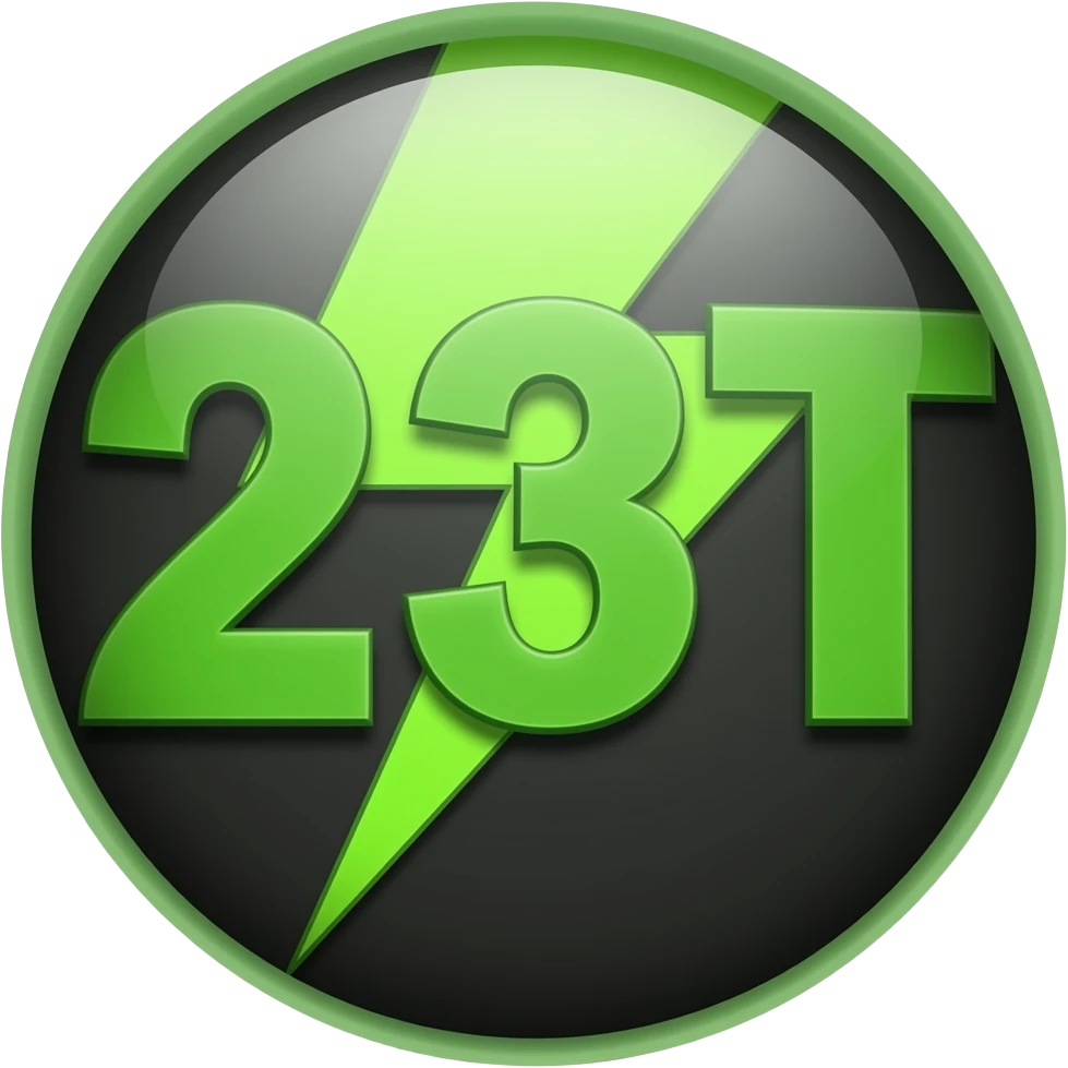 23T in neon green and black for racing numbers and lightening bolts emoji