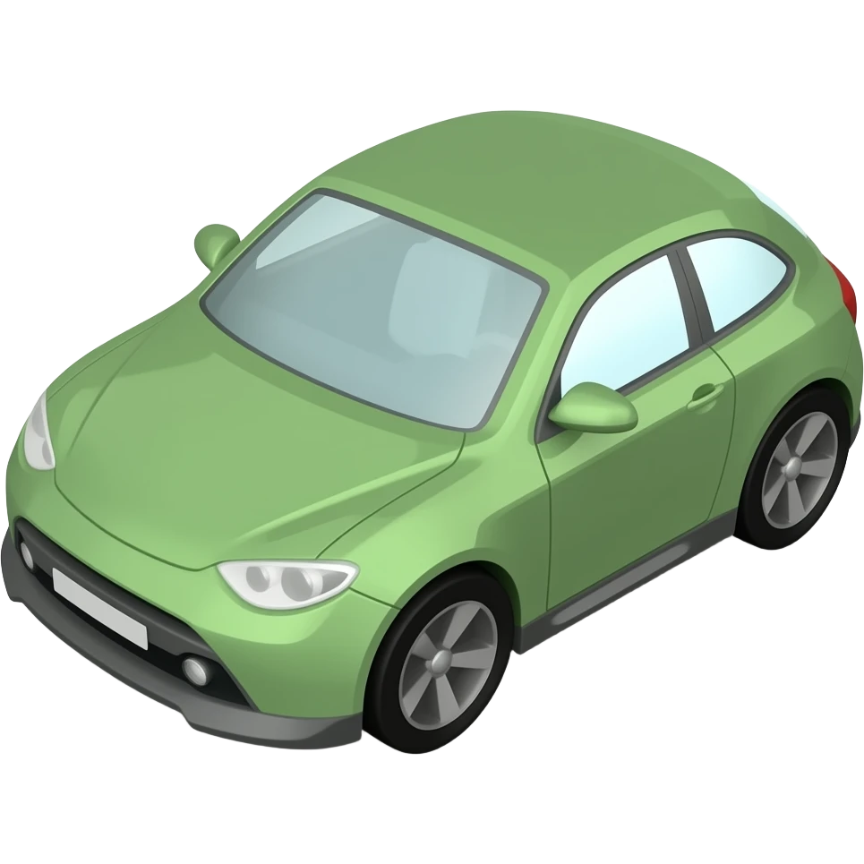 Lowpoly light green car emoji