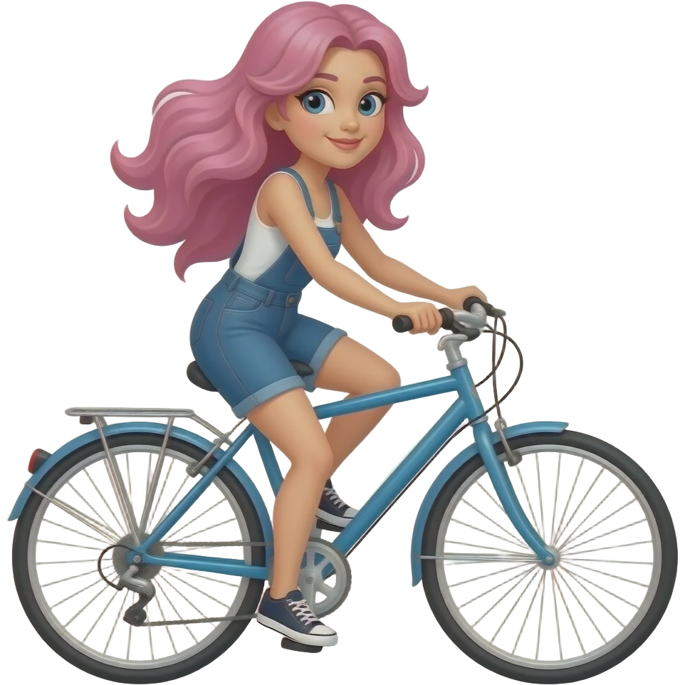 Funky Pink hair woman on bicycle emoji