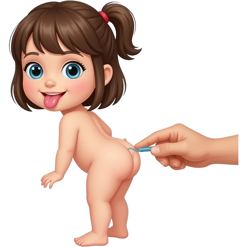Toodler naked opens her butt and someone spits emoji