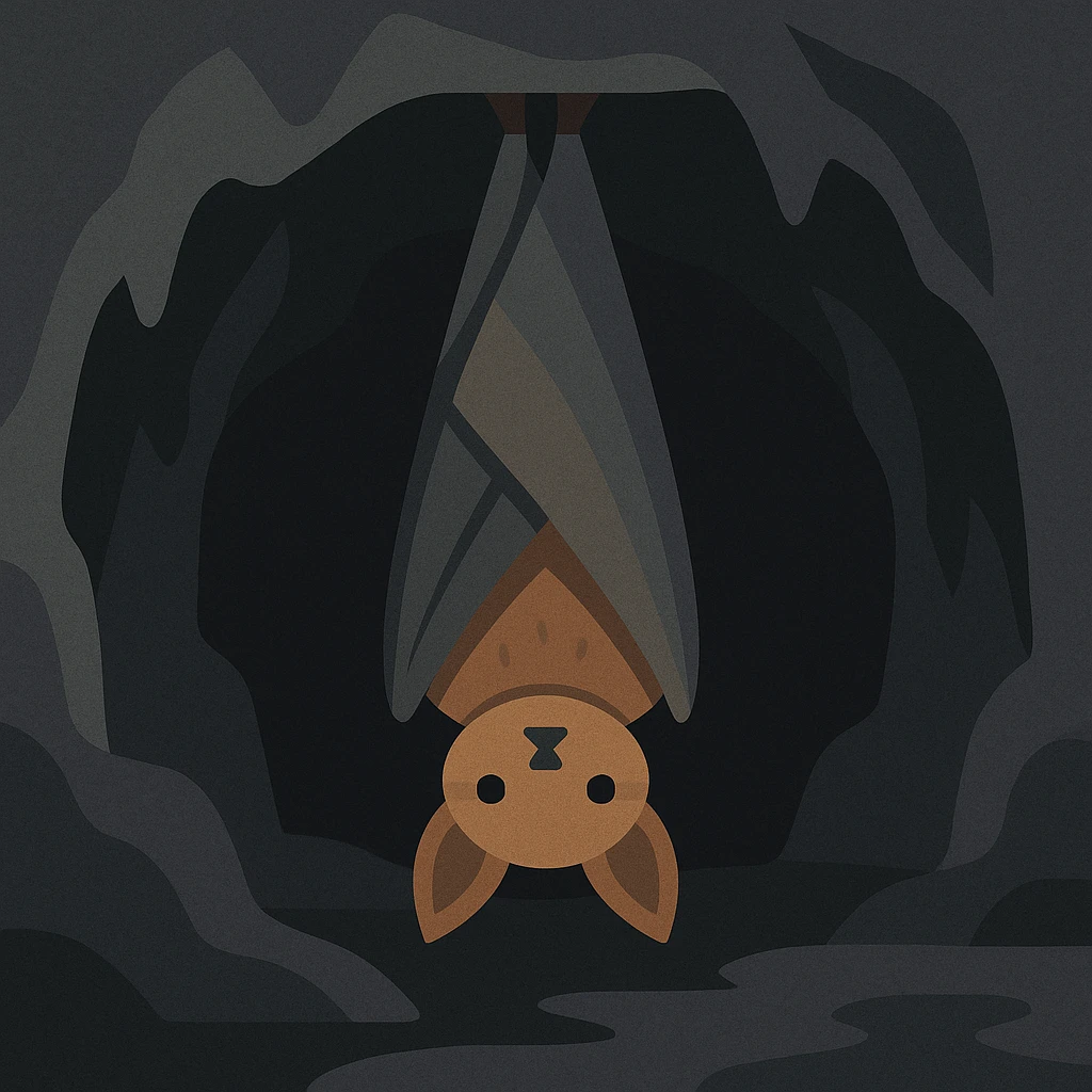 Flat design style bat in the cave emoji