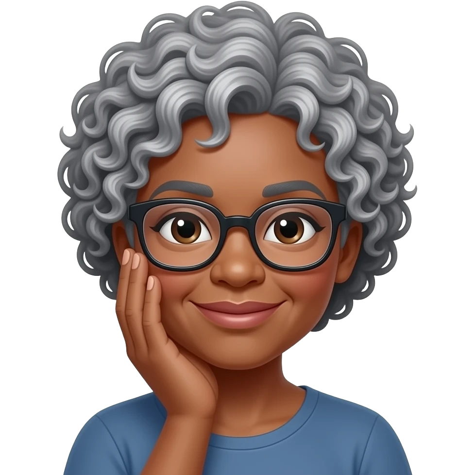 66 year old african american woman in glasses with tapered salt and pepper curly afro face palming emoji