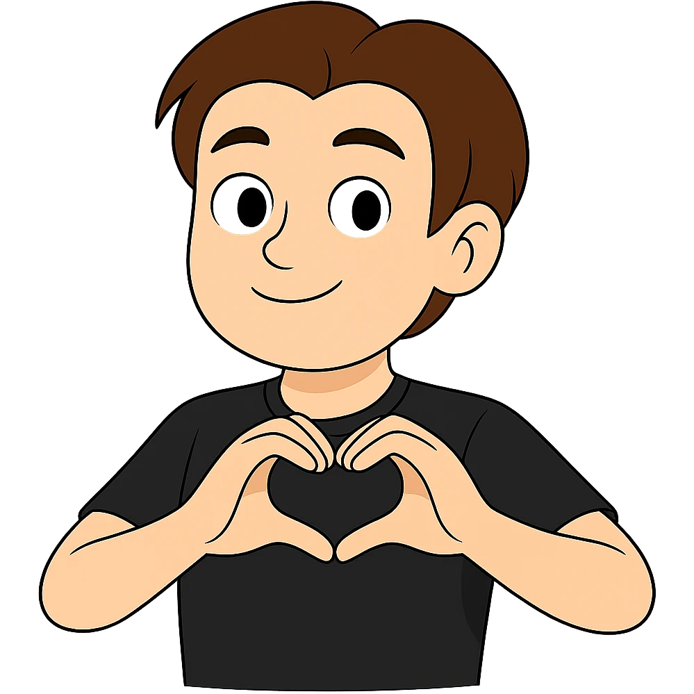 Change the hair color to a brown shade matching the 4th reference image and change the shirt color to black matching the 5th reference image. Keep the background transparent. emoji