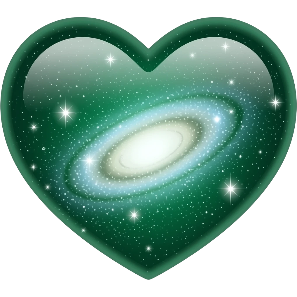 Green heart with a galaxy pattern emoji