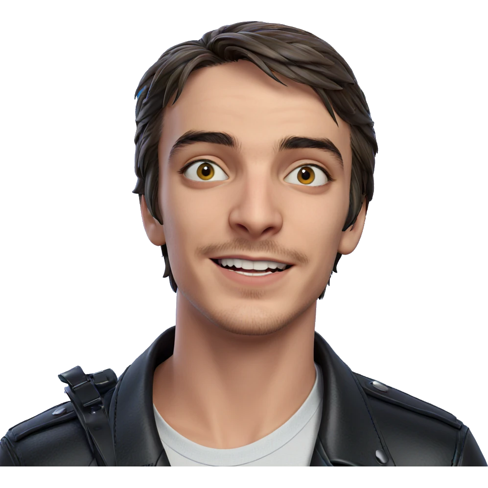 smiling boy in leather jacket emoji