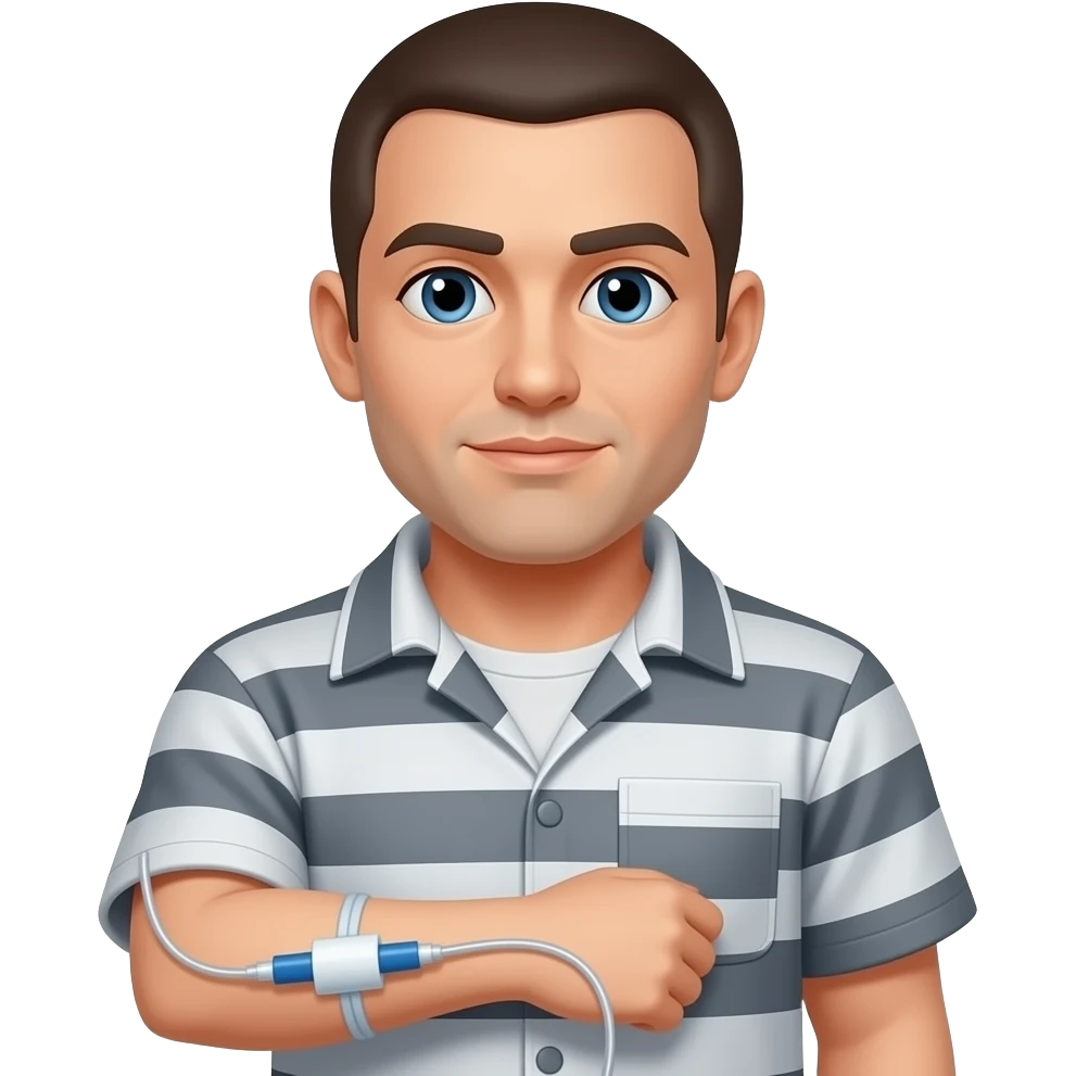 Surgical IV line on prison's arm emoji