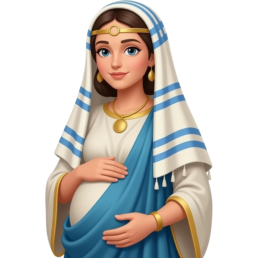 A Jewish women pregnant wearing clothing from biblical times emoji