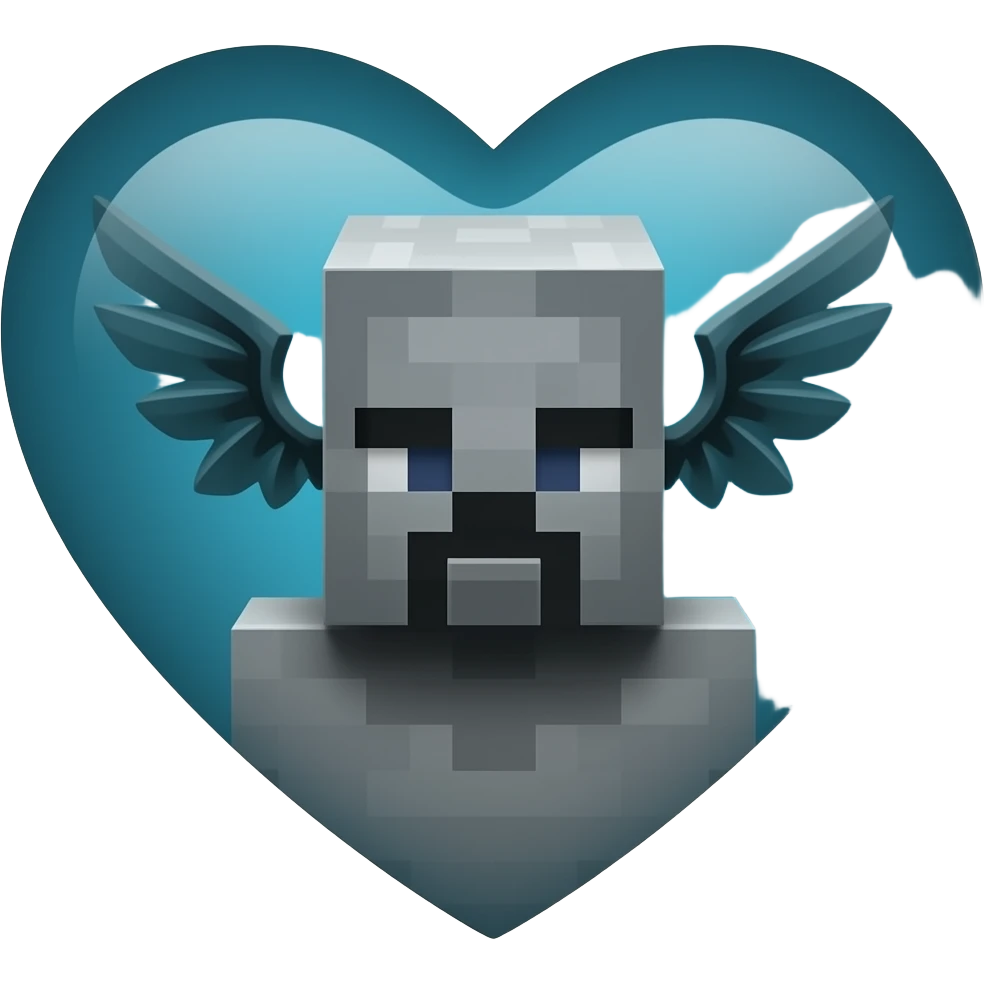 Dark Cyan Winged heart with minecraft warden soul emoji