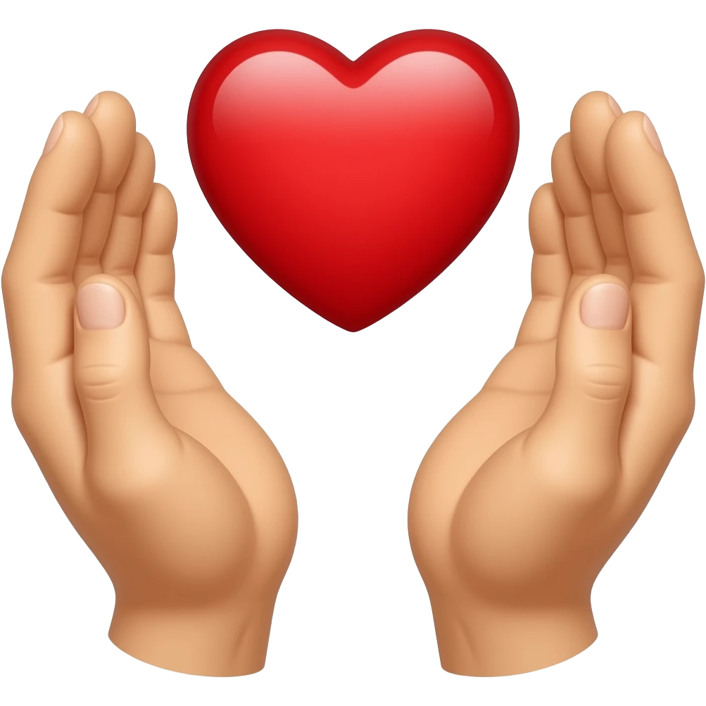 Hands up in worship praise just the hands and a heart emoji