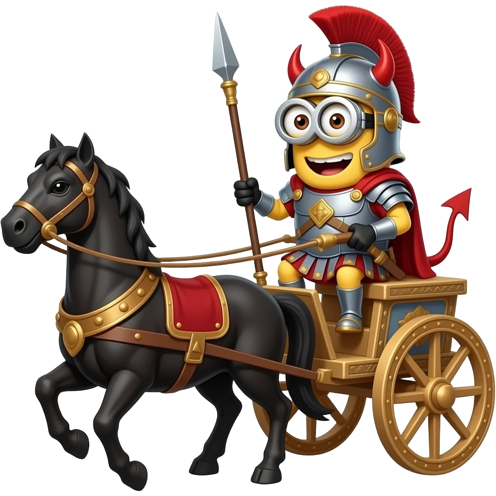 minion devil in roman armor on a roman chariot emoji